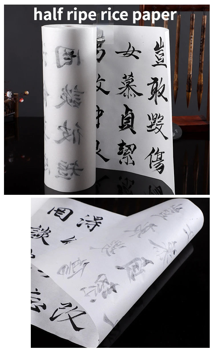 Long Rolling Thicken Rice Paper Raw Half-ripe Xuan paper Calligraphy Chinese Painting Creation Practice Papier White Rijstpapier