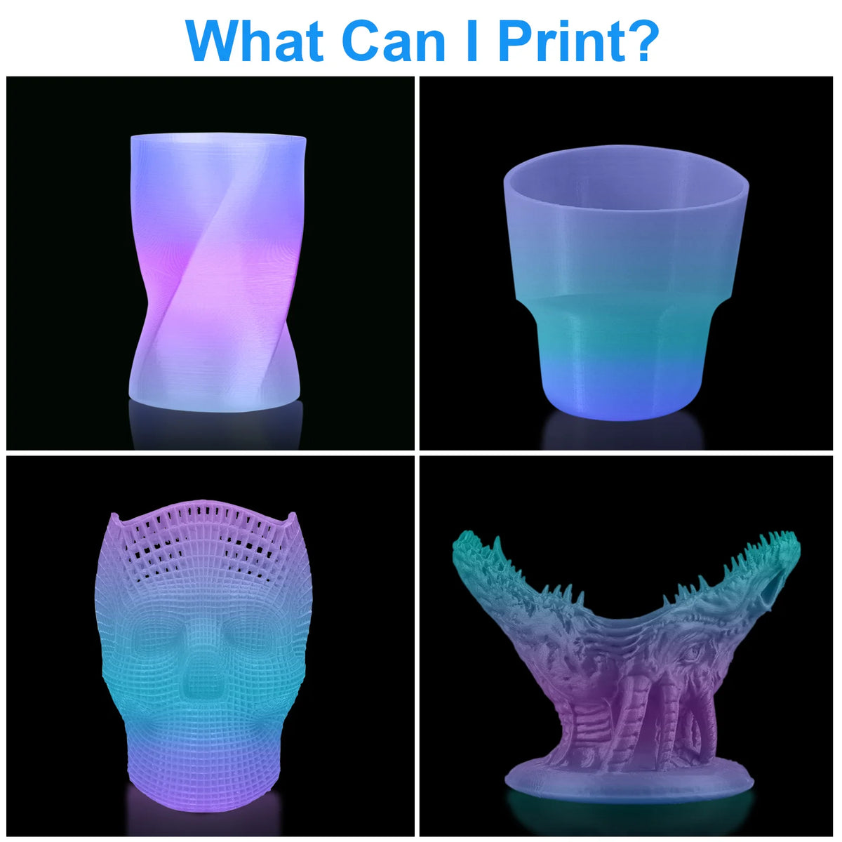 GEEETECH Glow PLA 1.75mm 1kg Glow in Dark for 3D Printing Night Light Luminous 8 Colors 3D Printer Material, Oversea Warehouse