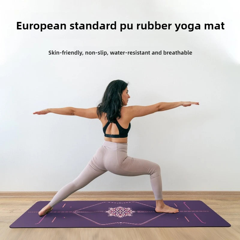 Lezyan Newest Non-slip PU Natural Rubber Yoga Mat Thick Sweat Absorption Grip Exercise Shock Absorption Workout Fitness Gym
