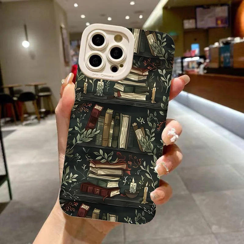 Creative Beautiful Book Pattern Phone Case For iPhone 11 12 13 14 15 16 17 Air 18 Pro Max 16E 7 8 Plus X XR XS Shockproof Cover