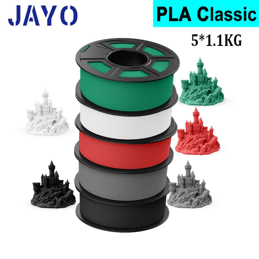 JAYO 5Rolls PLA/PLA Plus/petg/ABS/TPU/PLA meta/PLAYG/HS-PLA 3D Printer Filament 1.75mm FDM 3D Printer Materials for 3D Printer