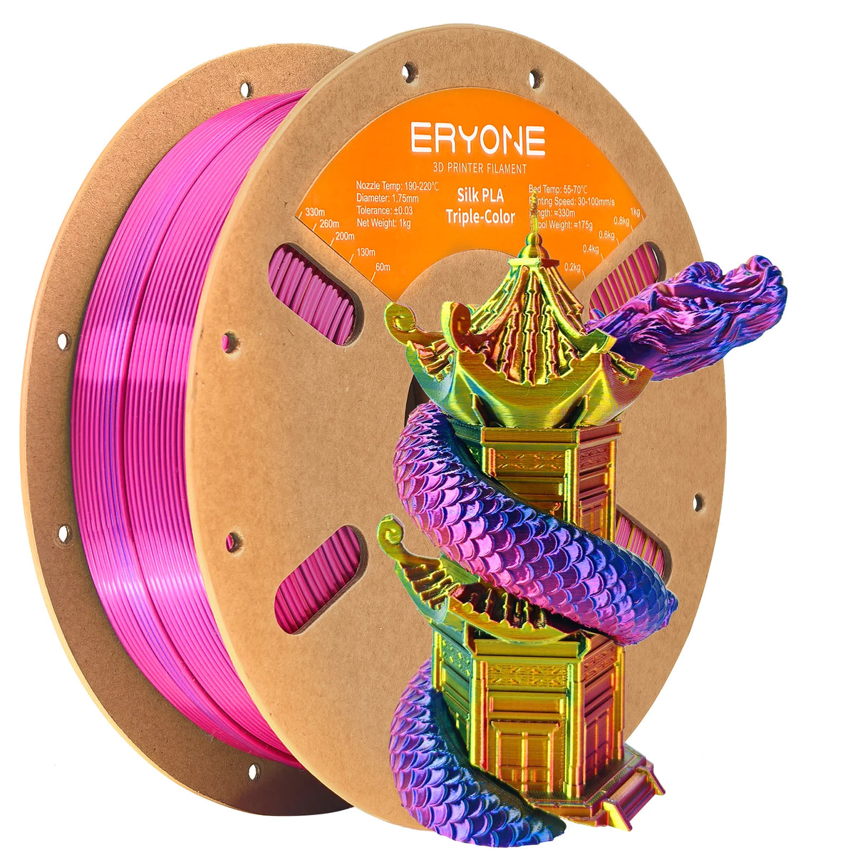 NEW ERYONE 1KG/3KG/10KG Promotion Tri- Color Silk PLA Filament For 3D Printing 1.75mm Filament High Quality Free Fast Shipping