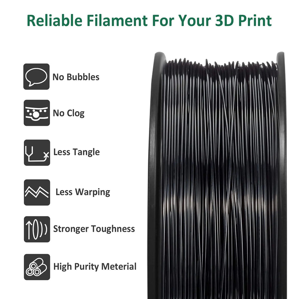 Geeetech ABS+3D Filament 1.75mm 1KG Plastic, 3D Printer Material, Tangle-Free, Non-Toxic, Vacuum Packaging White Black Red Blue