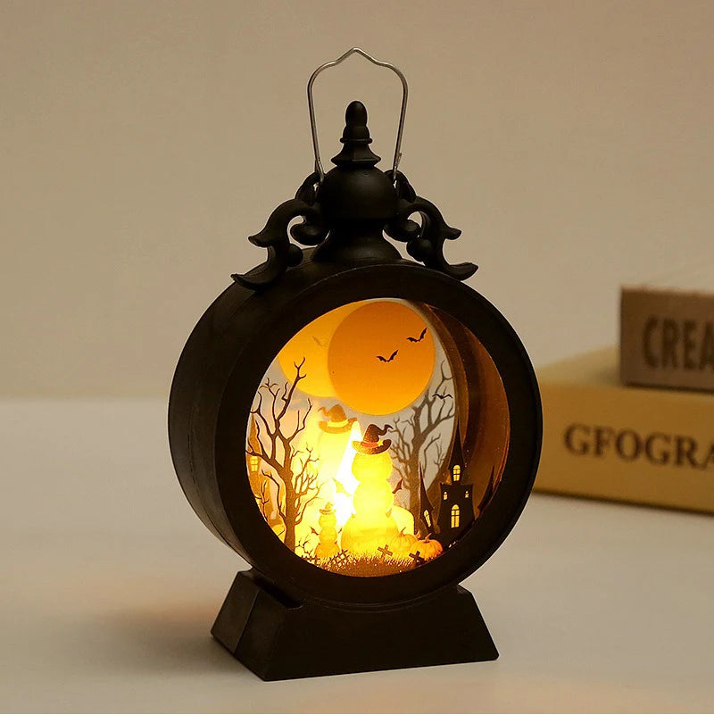 Halloween LED Wind Night Light Portable Pumpkin Ghost Lantern Bar Desktop Ornament Halloween Decor Props Party Supplies DeskLamp
