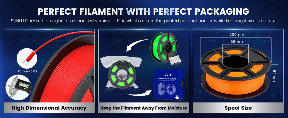 JAYO 3D Printer PLA/PETG/PLA+ /PLA META /SILK/ASB/TPU  Filament 1.75mm 2Roll 1.1KG/0.65KG 3D Printer Filament for 3D Printer
