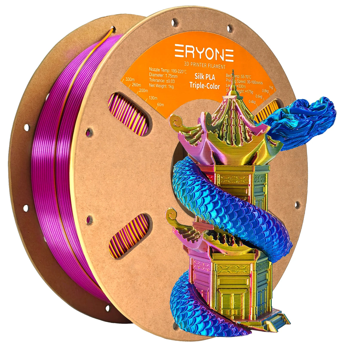 NEW ERYONE 1KG/3KG/10KG Promotion Tri- Color Silk PLA Filament For 3D Printing 1.75mm Filament High Quality Free Fast Shipping