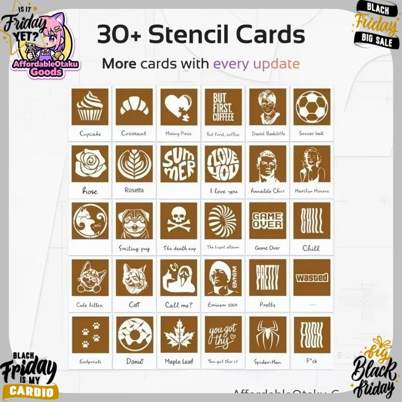 3D Printed Camera Shaped Coffee Latte Art Stencil V2 New Version 30 Printing Stencil Cards Home Barista Tool DIY Coffee Kit Cafe