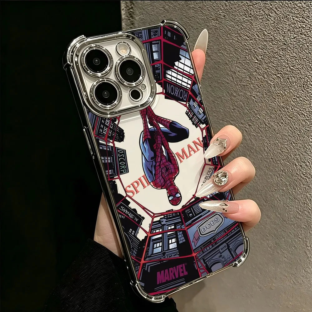 HOT Plating Phone Case For iPhone 17 17e 16e 16 15 14 13 12 11 Pro Max Mini Air Plus Anti-Fall Airabag Cool Spiders Mans