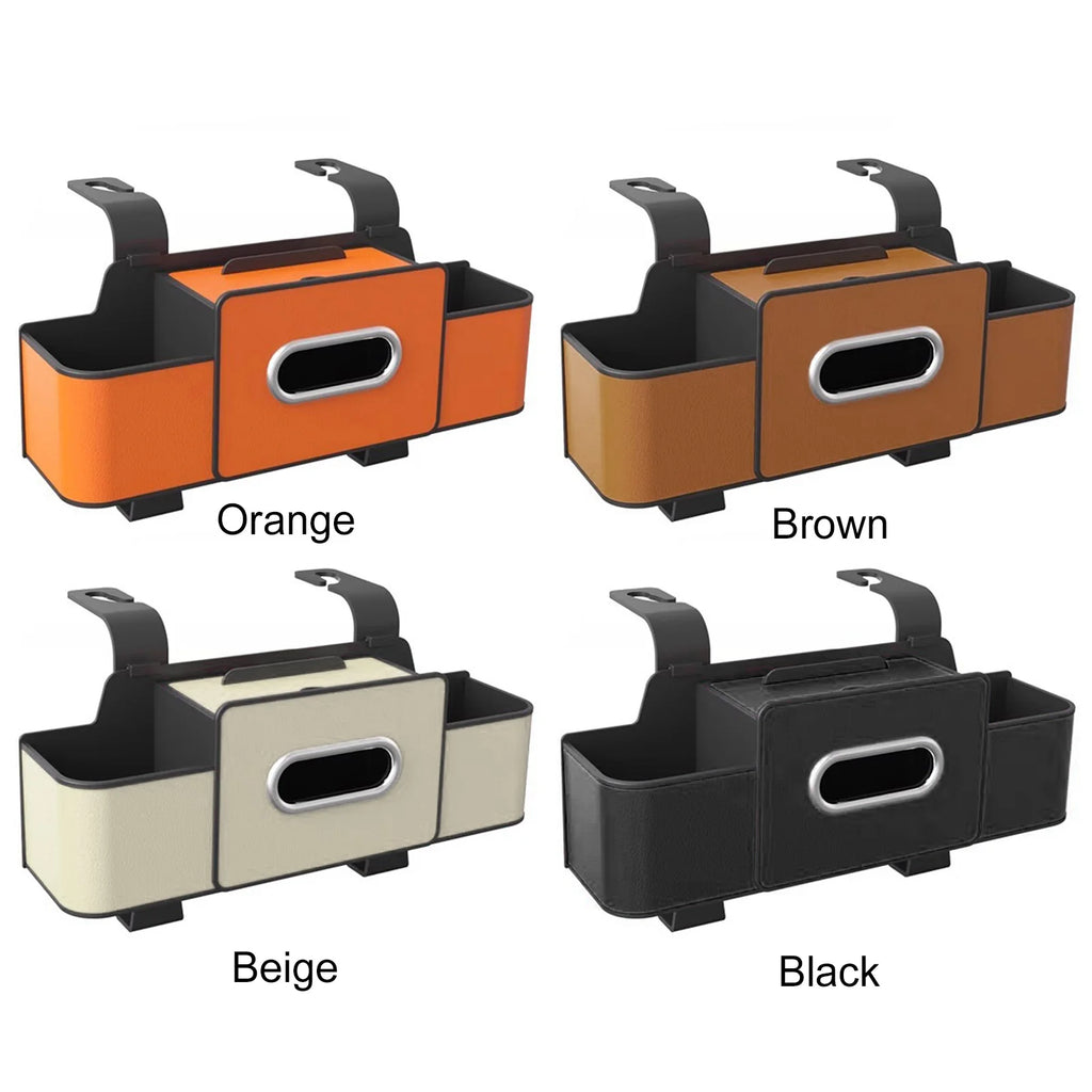 Car Seat Organizer with Tissue Box & 2 Cup Holder Car Backseat Hanging Storage Box for Snacks/Drinks Universal Stowing Tidying