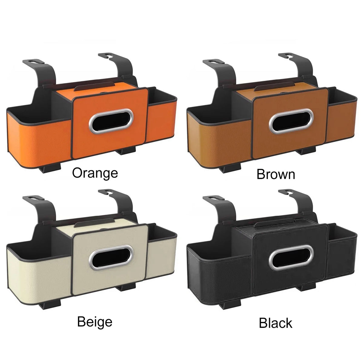 Car Seat Organizer with Tissue Box & 2 Cup Holder Car Backseat Hanging Storage Box for Snacks/Drinks Universal Stowing Tidying