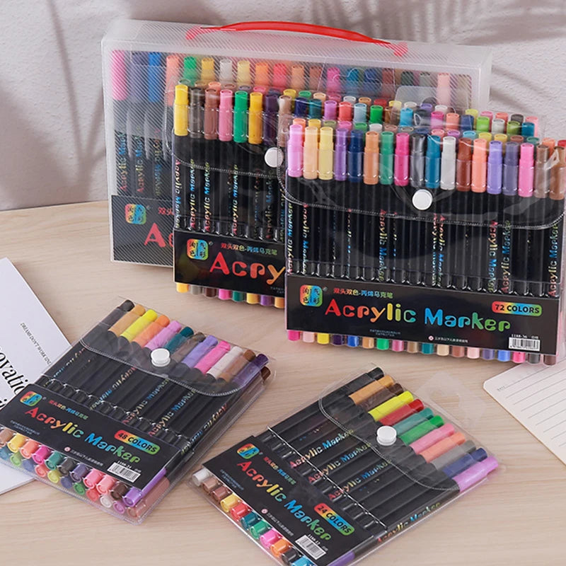 24-120 Colors Dual Tip Acrylic Paint Markers Pens Set Perfect for Rock Painting, Wood, Fabric, Glass, Canvas, Drawing  Coloring