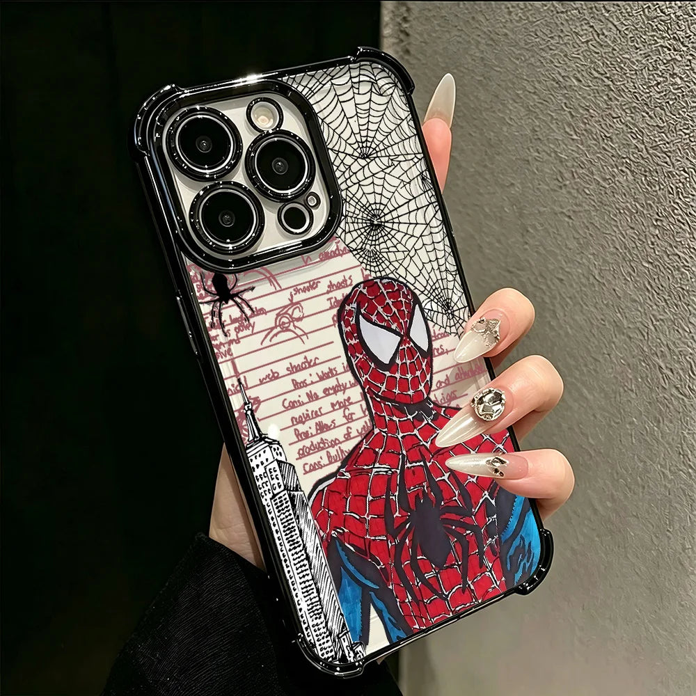 HOT Plating Phone Case For iPhone 17 17e 16e 16 15 14 13 12 11 Pro Max Mini Air Plus Anti-Fall Airabag Cool Spiders Mans