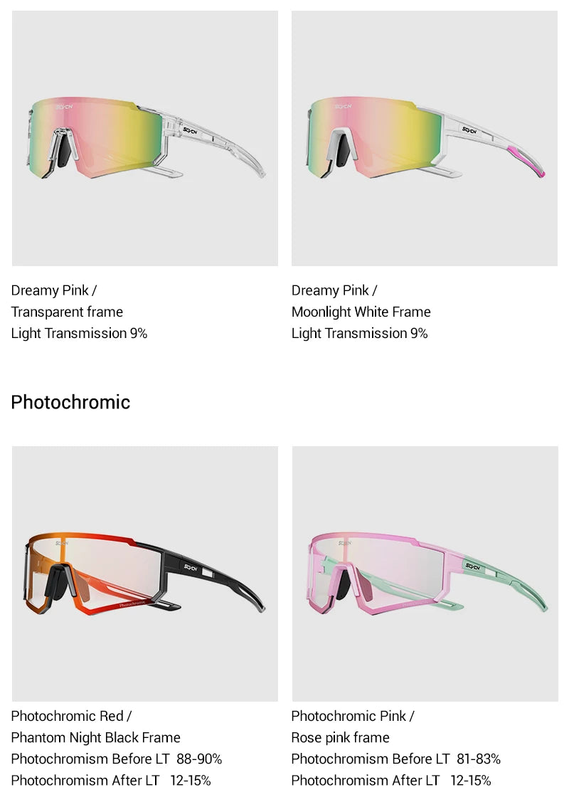 SCVCN Sweet Pink Bike Cycling Glasses Bicycle Photo Accessories Golf Eyepieces Camping Sunglasses UV400 Outdoor Sports Equipment