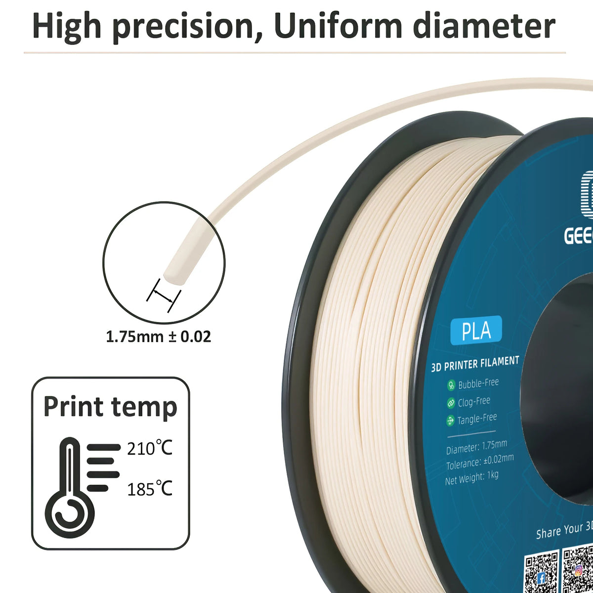 Geeetech Wood PLA 1kg 1.75mm Filament 3D Print Wire Vacuum Packaging Local Warehouses Colorful Plastic for FDM 3D Printer