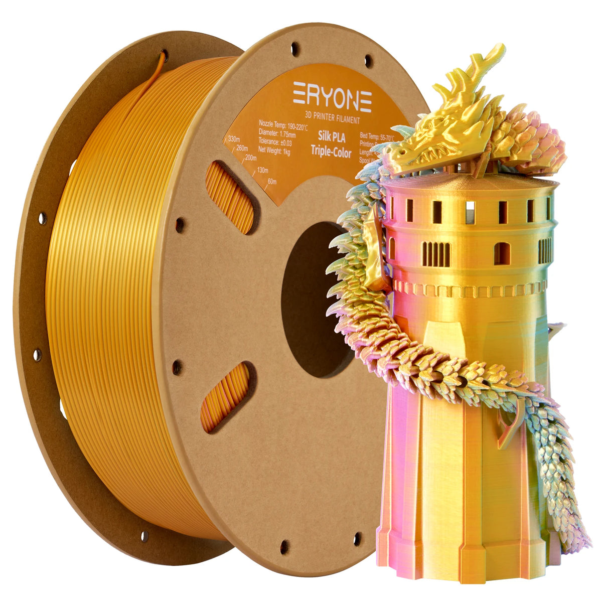 NEW ERYONE 1KG/3KG/10KG Promotion Tri- Color Silk PLA Filament For 3D Printing 1.75mm Filament High Quality Free Fast Shipping