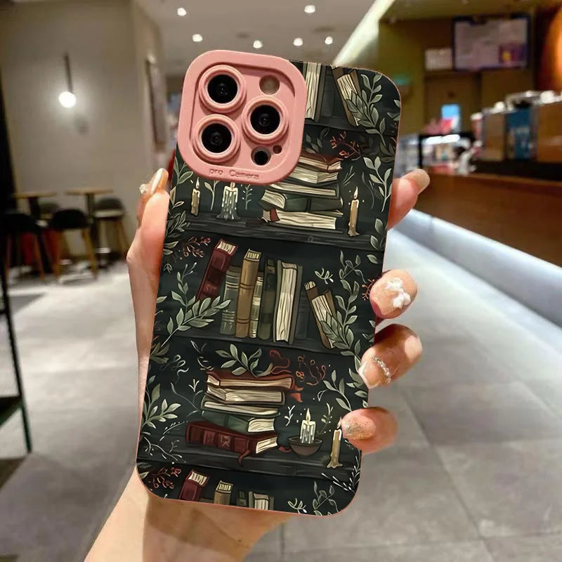 Creative Beautiful Book Pattern Phone Case For iPhone 11 12 13 14 15 16 17 Air 18 Pro Max 16E 7 8 Plus X XR XS Shockproof Cover