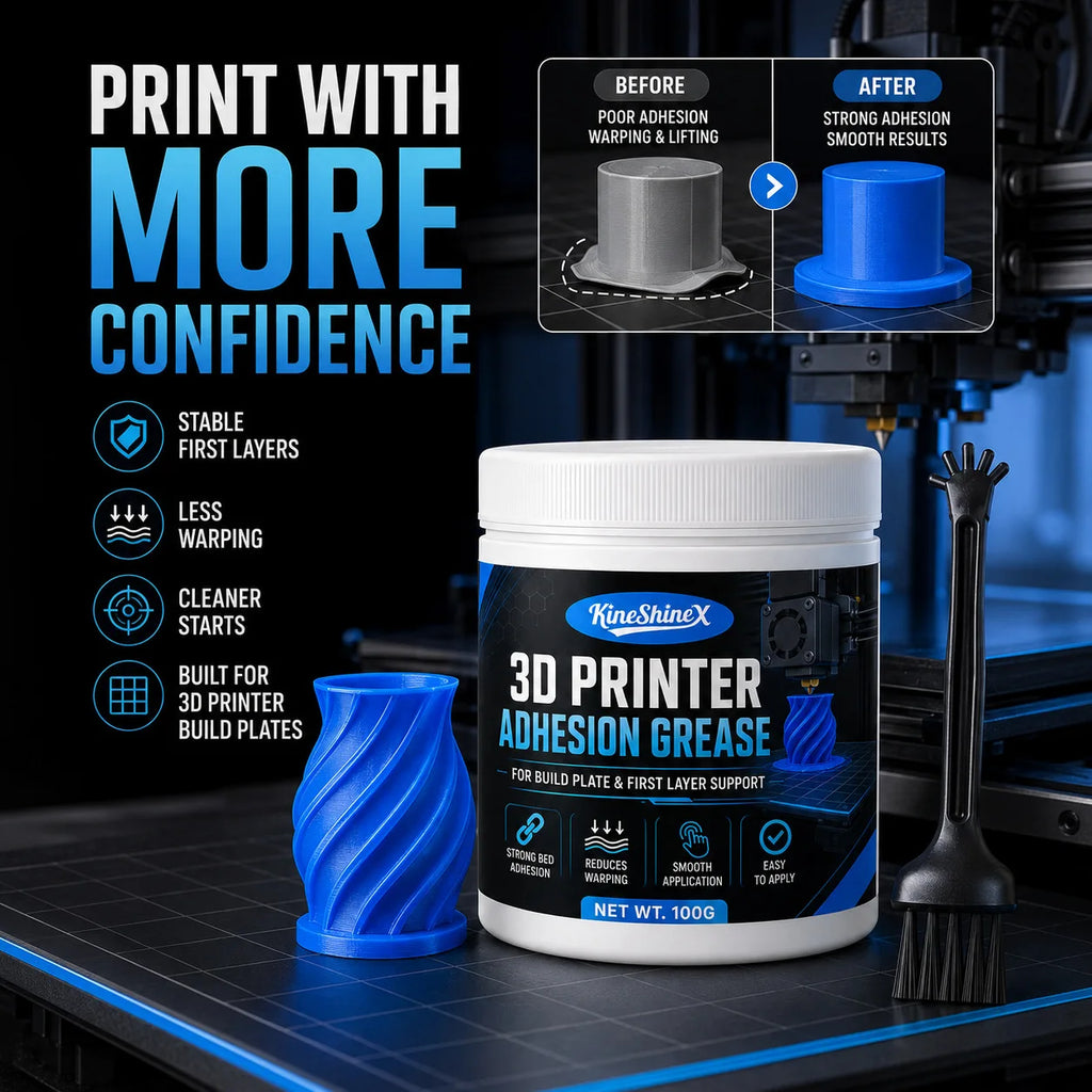 2026 New 3D Printer Bed Adhesive Grease with Brush, Strong First Layer Support for PLA, ABS, PETG and TPU, Helps Reduce Warping