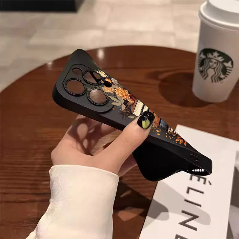 Creative Beautiful Book Pattern Phone Case For iPhone 11 12 13 14 15 16 17 Air 18 Pro Max 16E 7 8 Plus X XR XS Shockproof Cover