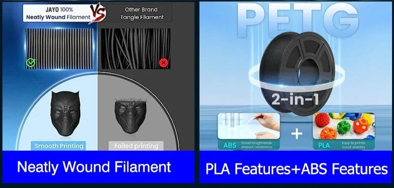 JAYO 3D Printer PLA/PETG/PLA PLUS /PLA META /SILK/ASB Filament  1.75mm 2Roll 1.1KG/0.65KG 3D Printer Filament for 3D Printer