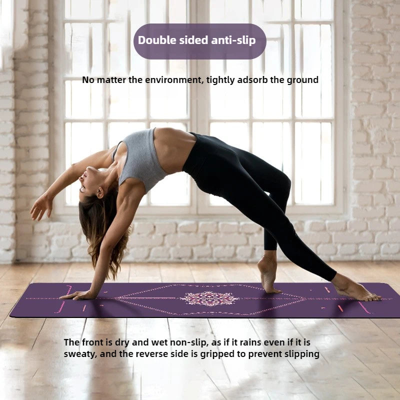 Lezyan Newest Non-slip PU Natural Rubber Yoga Mat Thick Sweat Absorption Grip Exercise Shock Absorption Workout Fitness Gym