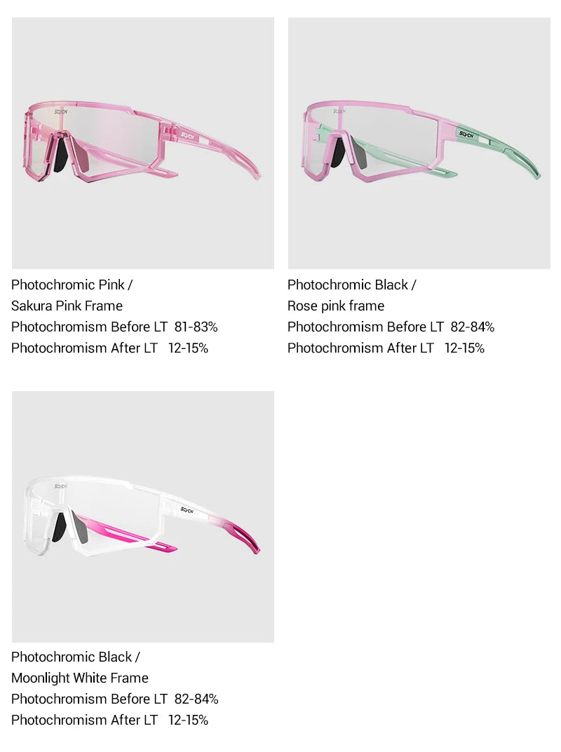 SCVCN Sweet Pink Bike Cycling Glasses Bicycle Photo Accessories Golf Eyepieces Camping Sunglasses UV400 Outdoor Sports Equipment