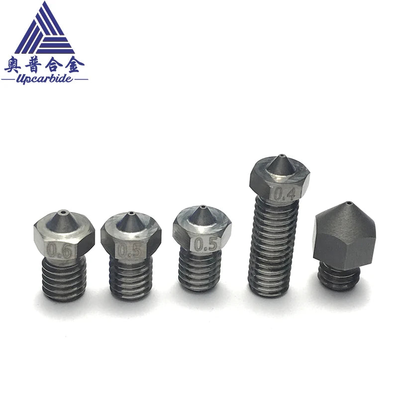 3D V6 Nozzle Solid Carbide 92.5hra Nozzle 3d Printer 0.4/0.5/0.6mm Nozzles for 3D Printer