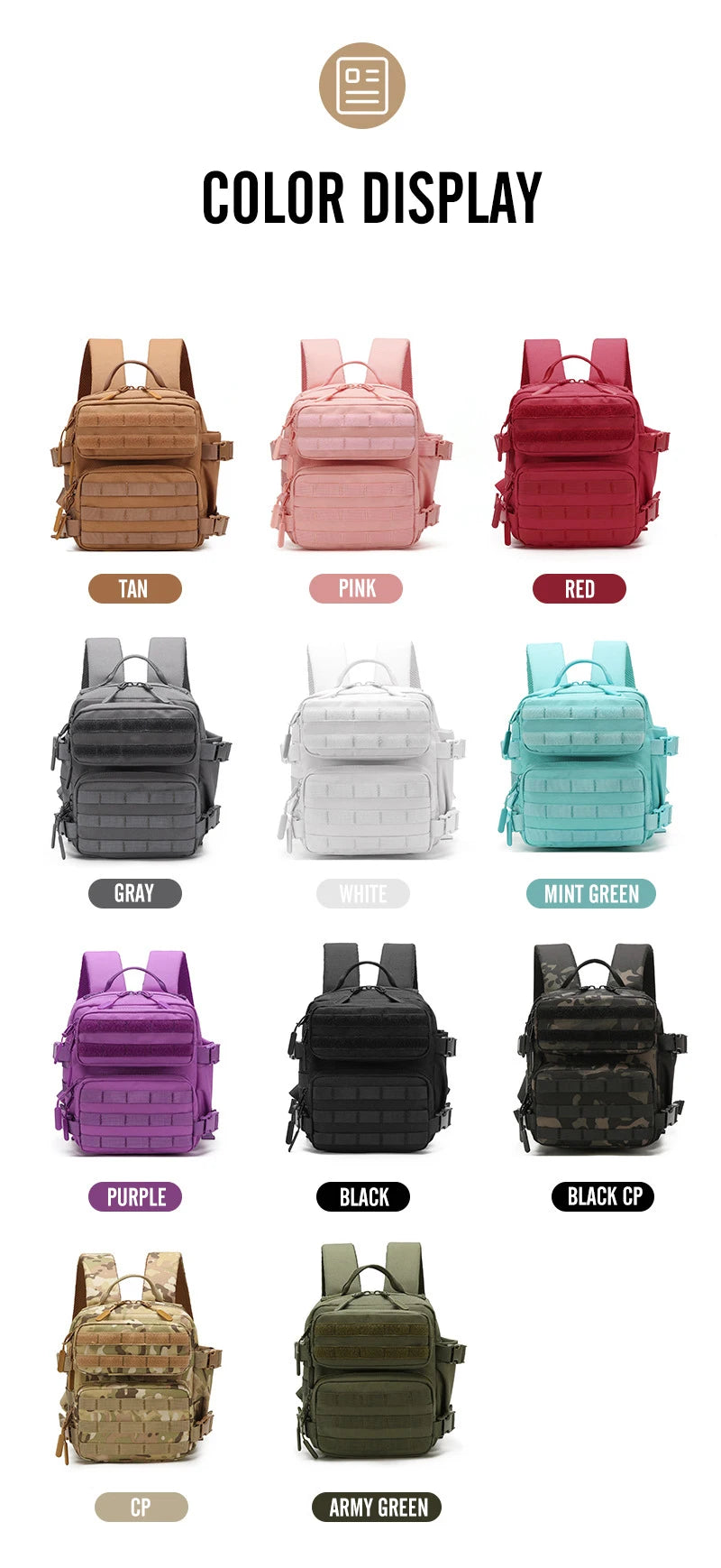 New Camping Hiking Backpack Tactical Molle 900D Men&Women School Bag Outdoor Gym Ruckdack Shoulder Pack with Dual Cup Holder