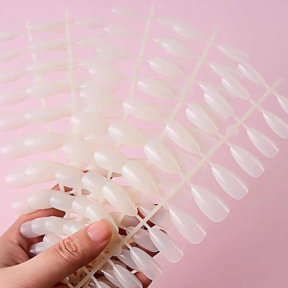 120Pcs Glossy White Almond Press on Nails Medium Full Cover False Nail Tips for Women Elegant Nail Art Extension Fake Fingertip