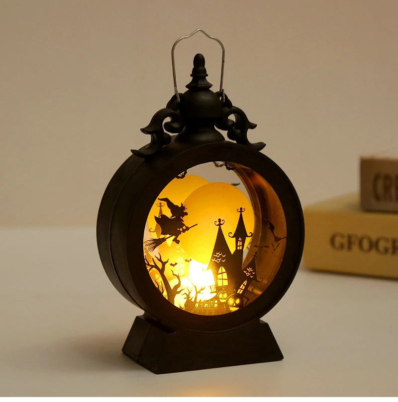Halloween LED Wind Night Light Portable Pumpkin Ghost Lantern Bar Desktop Ornament Halloween Decor Props Party Supplies DeskLamp