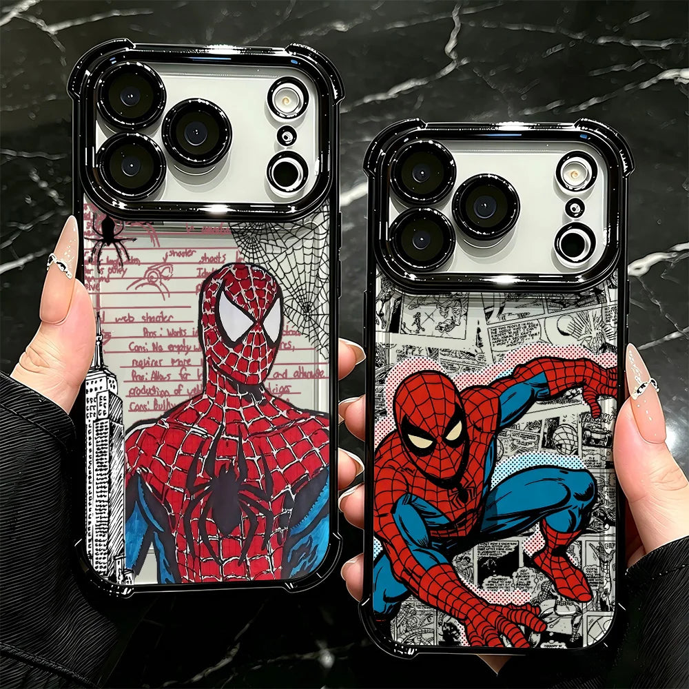 HOT Plating Phone Case For iPhone 17 17e 16e 16 15 14 13 12 11 Pro Max Mini Air Plus Anti-Fall Airabag Cool Spiders Mans
