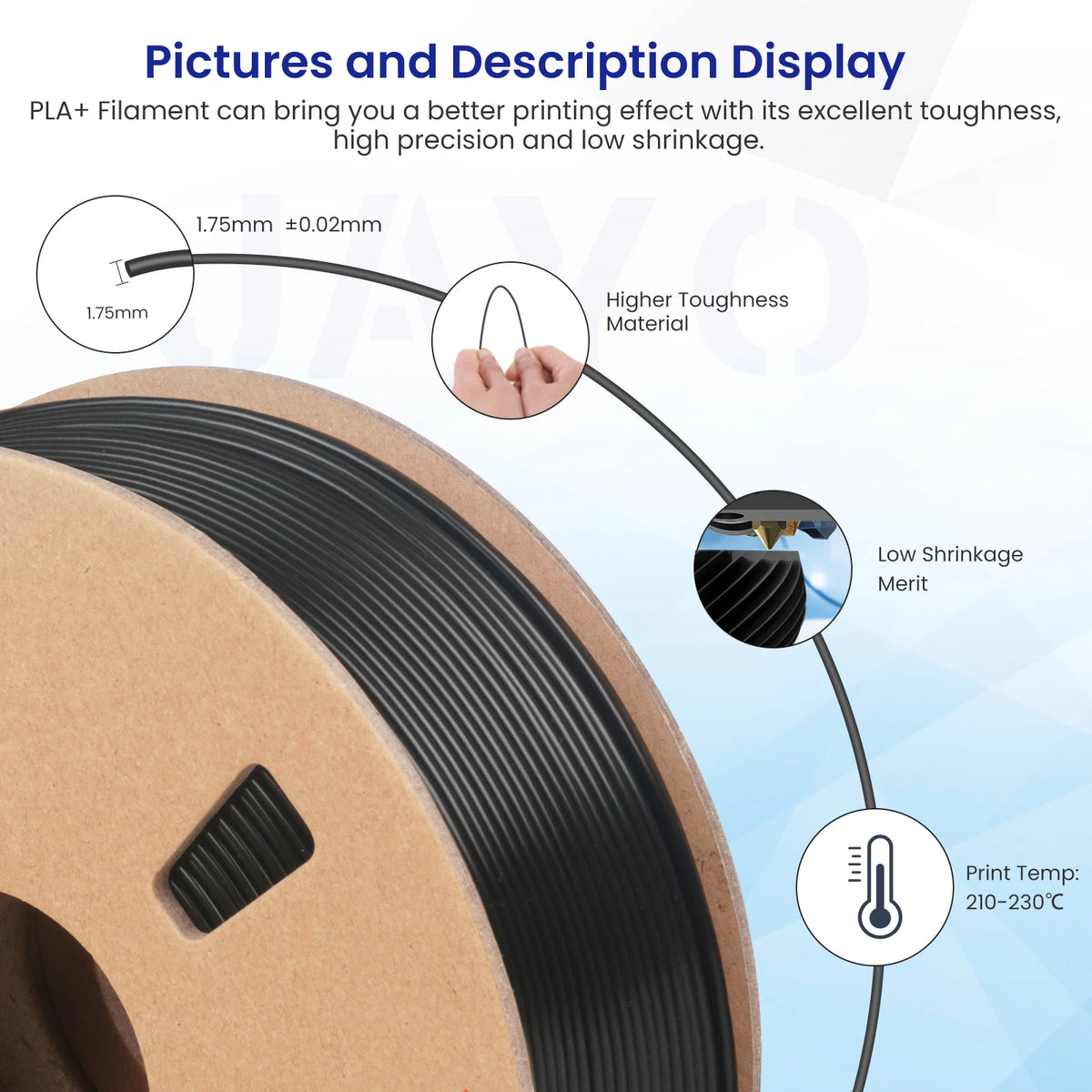 JAYO 3D Printer PLA/PETG/PLA PLUS /PLA META /SILK/ASB Filament  1.75mm 2Roll 1.1KG/0.65KG 3D Printer Filament for 3D Printer