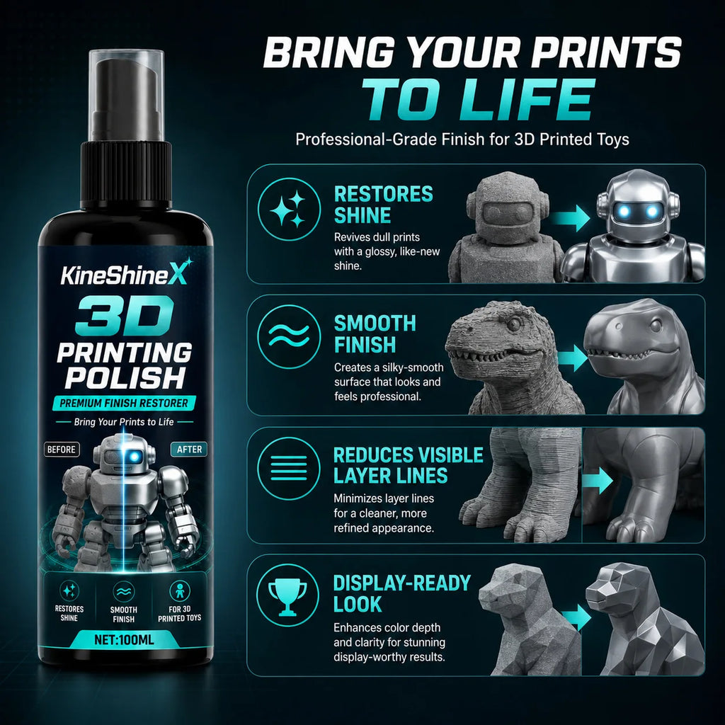 3D Printing Polish  100ml – Premium Finish Restorer for PLA, ABS & PETG Toys, Reduces Layer Lines, Restores Shine, Smooth Finish