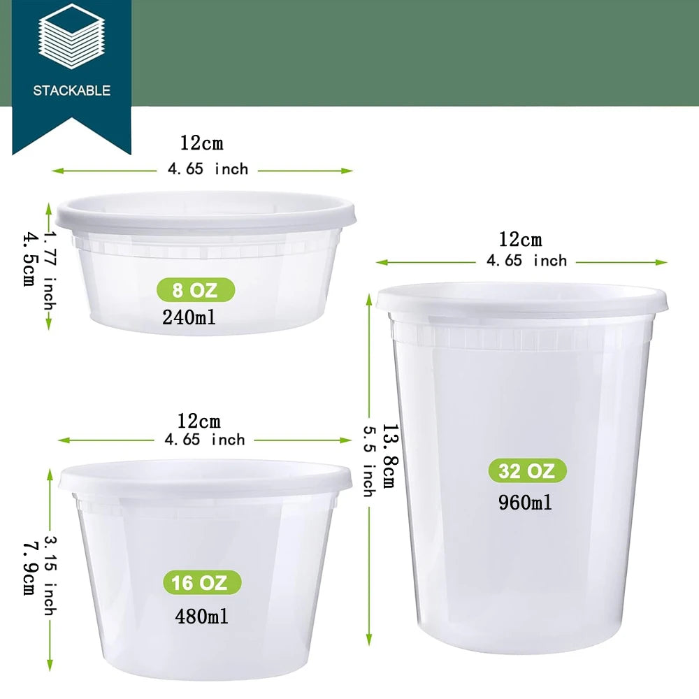 Deli Containers with Lids Food Storage Containers with Lids Freezer Safe, Soup Containers for Restaurant BPA Free Microwave Safe