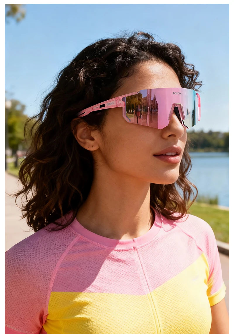 SCVCN Sweet Pink Bike Cycling Glasses Bicycle Photo Accessories Golf Eyepieces Camping Sunglasses UV400 Outdoor Sports Equipment