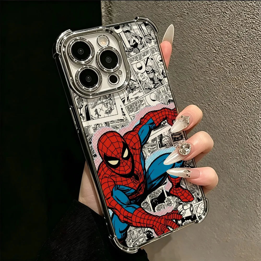 HOT Plating Phone Case For iPhone 17 17e 16e 16 15 14 13 12 11 Pro Max Mini Air Plus Anti-Fall Airabag Cool Spiders Mans