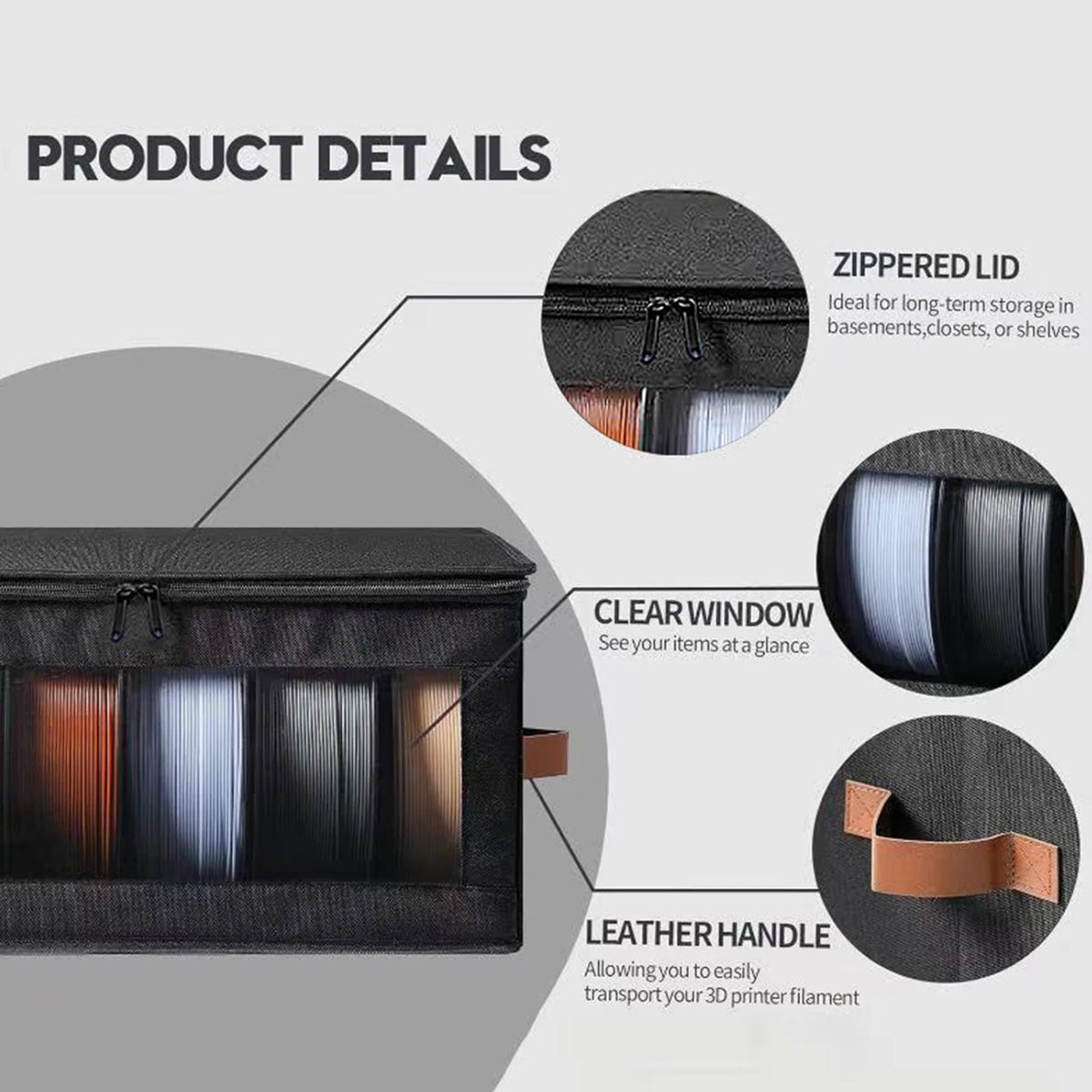 3D Filament Dryer with Desiccants Filament Rack and Organizer Box 4 Spools 1KG for 3D Printing Enthusiasts Home Studio Workshop