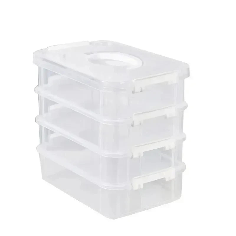 HOMEFISH Transparent Plastic Storage Box with Lid Partitioned Drawer Organizer Building Block Portable Storage Container