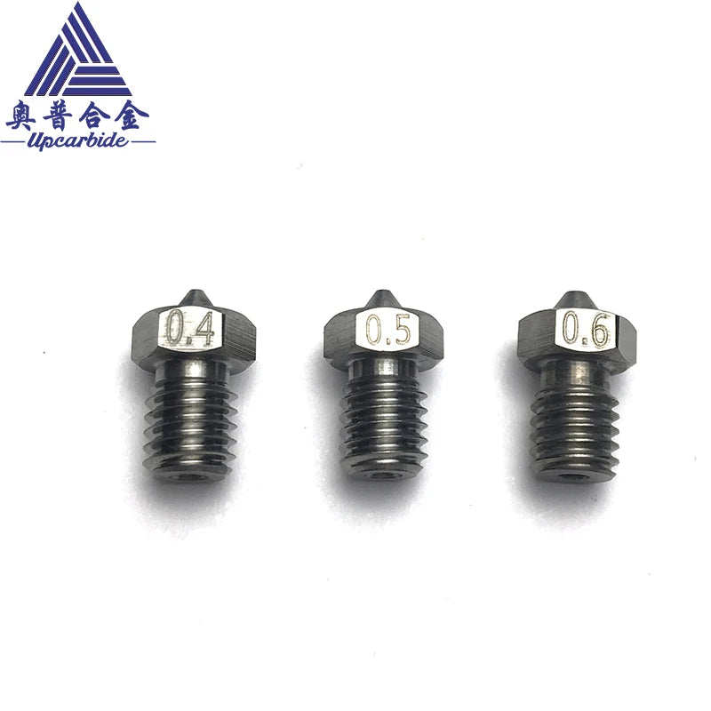3D V6 Nozzle Solid Carbide 92.5hra Nozzle 3d Printer 0.4/0.5/0.6mm Nozzles for 3D Printer