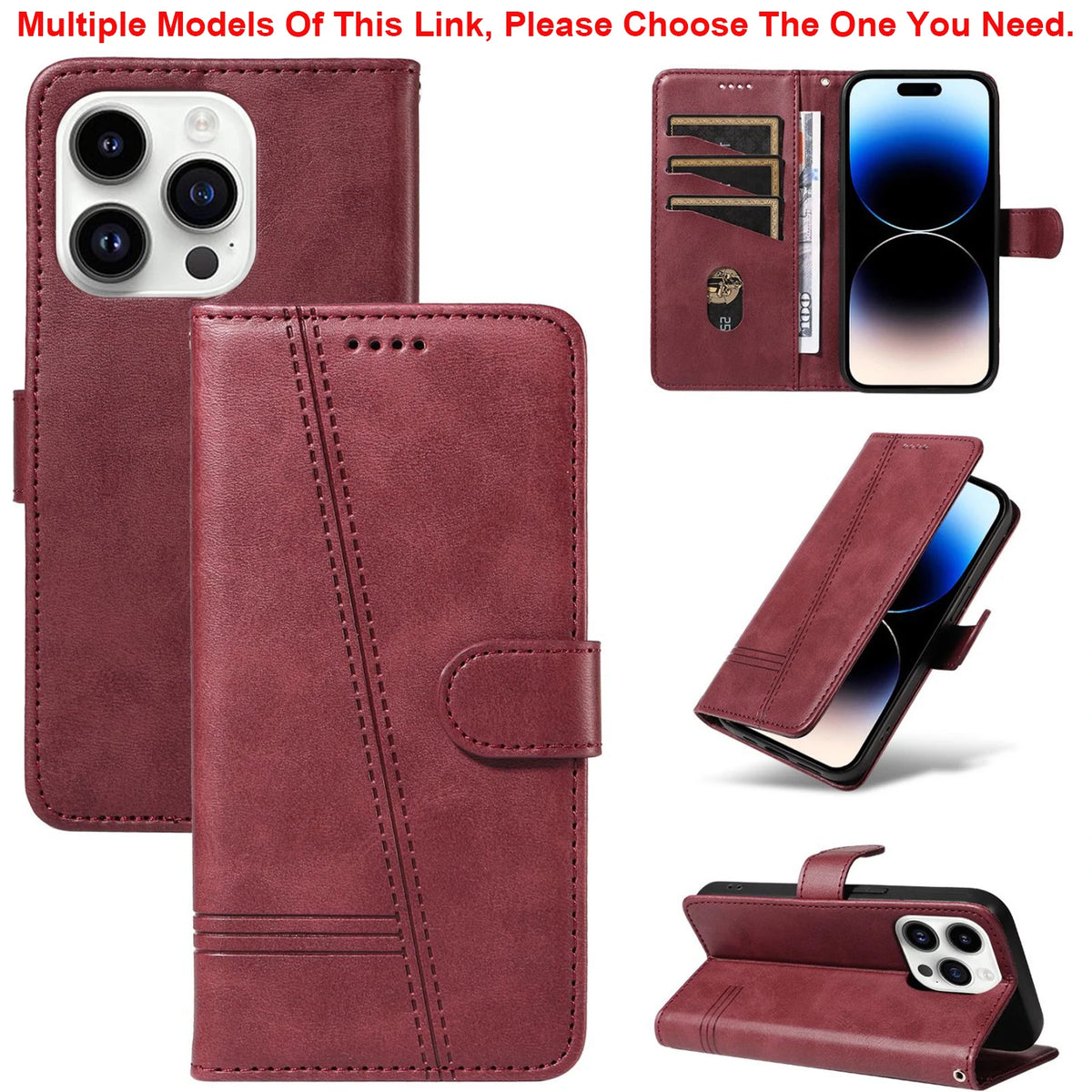 Leather Wallet Phone Case For iPhone 16e 16 Pro Max 15 14 13 Mini 12 11 X XS XR SE2 SE3 8 7 6s Plus Flip Card Slot Holder Cover