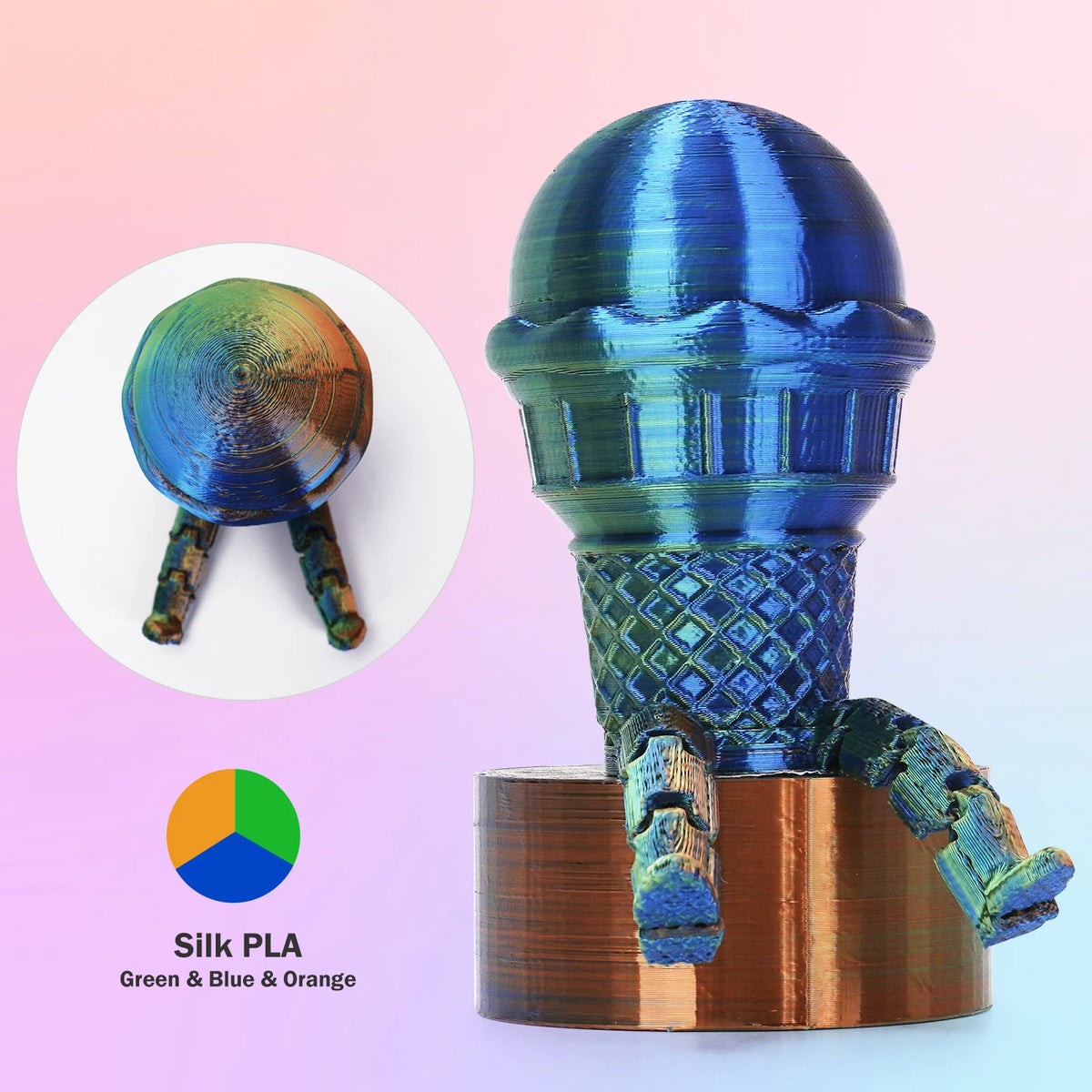 NEW ERYONE 1KG/3KG/10KG Promotion Tri- Color Silk PLA Filament For 3D Printing 1.75mm Filament High Quality Free Fast Shipping