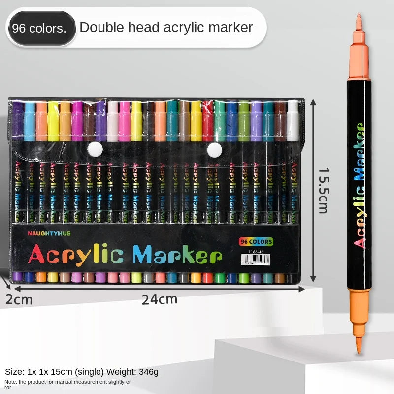 Professional Art Use 120-24Colors Acrylic Paint Markers, Dual-Tip Fine and Brush Tip Pens, Suitable for Stone, Wood, Calligraphy