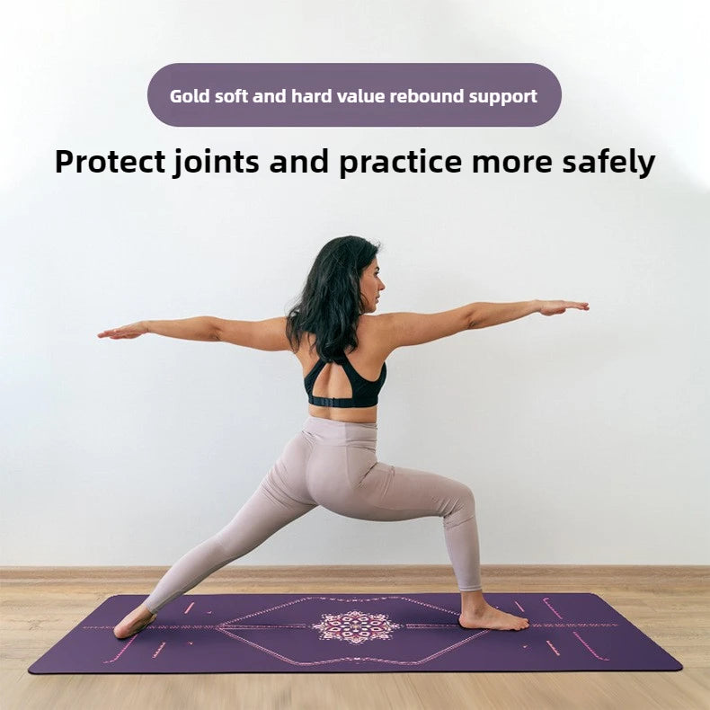 Lezyan Newest Non-slip PU Natural Rubber Yoga Mat Thick Sweat Absorption Grip Exercise Shock Absorption Workout Fitness Gym
