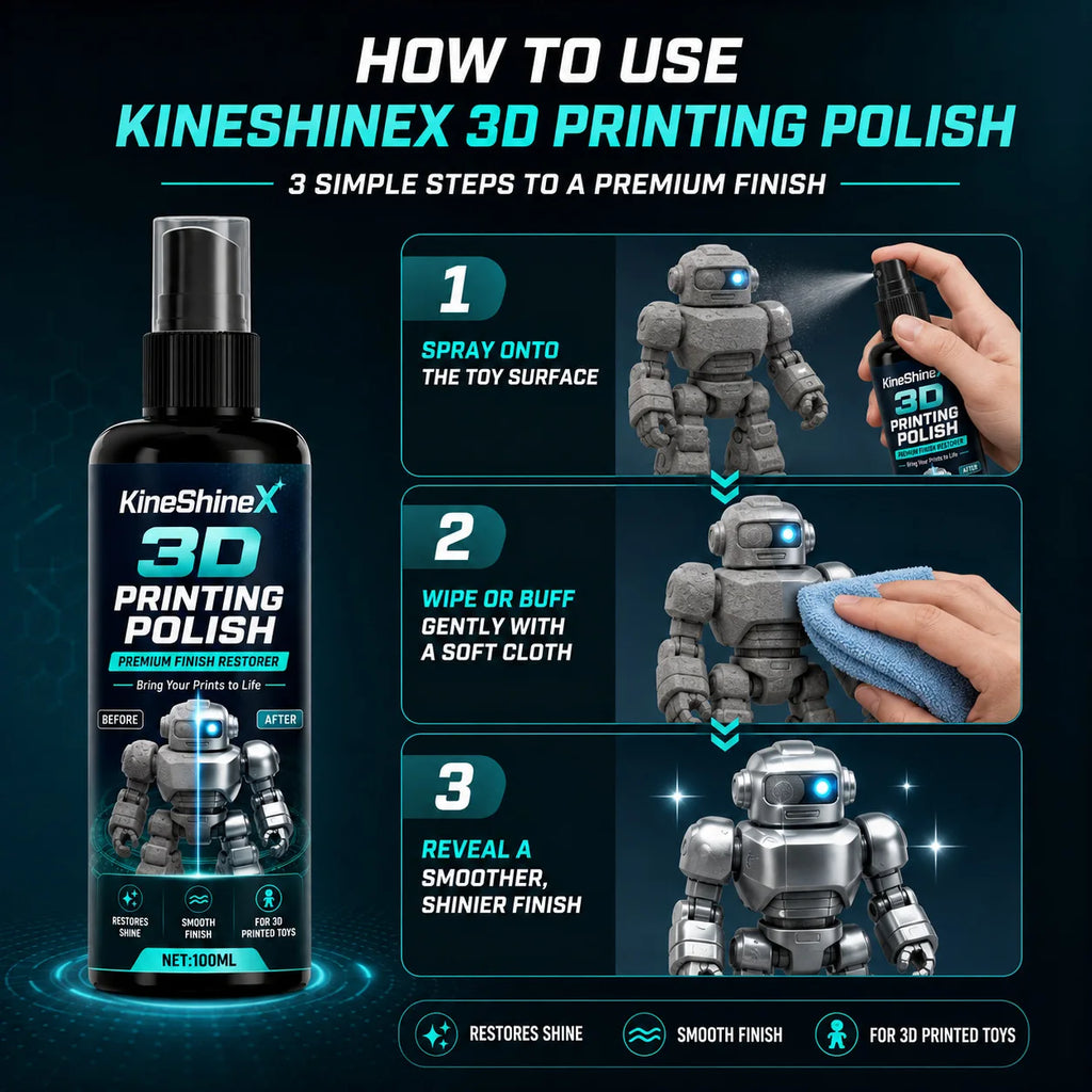 3D Printing Polish  100ml – Premium Finish Restorer for PLA, ABS & PETG Toys, Reduces Layer Lines, Restores Shine, Smooth Finish