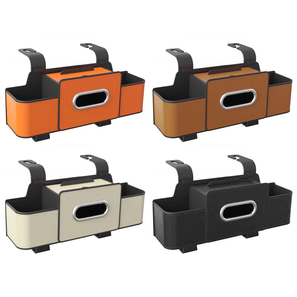 Car Seat Organizer with Tissue Box & 2 Cup Holder Car Backseat Hanging Storage Box for Snacks/Drinks Universal Stowing Tidying