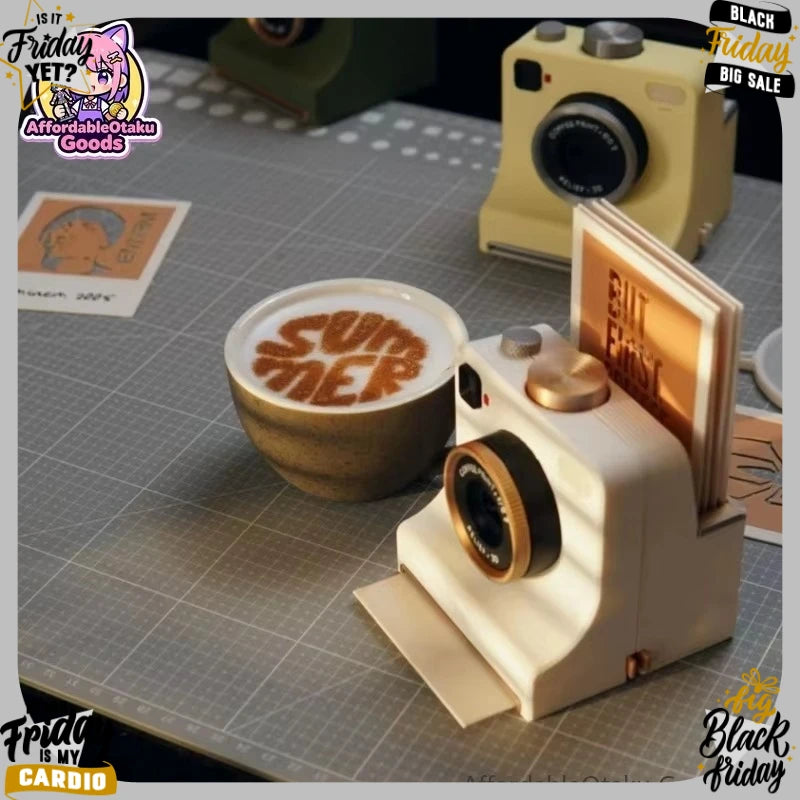 3D Printed Camera Shaped Coffee Latte Art Stencil V2 New Version 30 Printing Stencil Cards Home Barista Tool DIY Coffee Kit Cafe