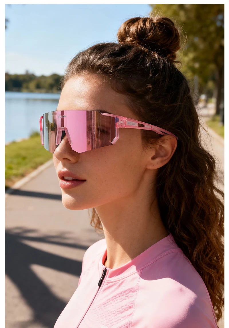 SCVCN Sweet Pink Bike Cycling Glasses Bicycle Photo Accessories Golf Eyepieces Camping Sunglasses UV400 Outdoor Sports Equipment