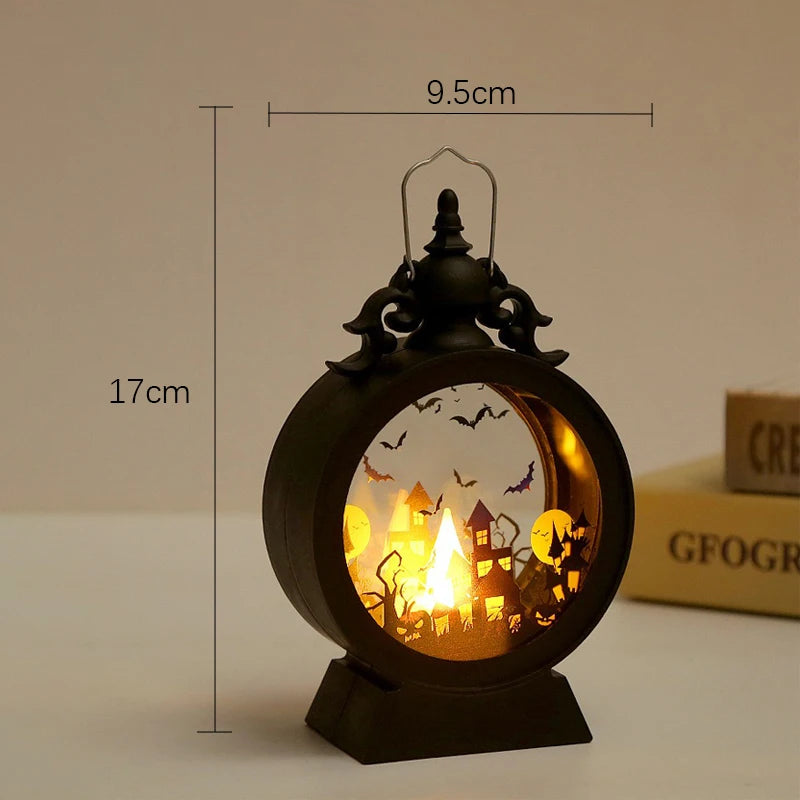 Halloween LED Wind Night Light Portable Pumpkin Ghost Lantern Bar Desktop Ornament Halloween Decor Props Party Supplies DeskLamp