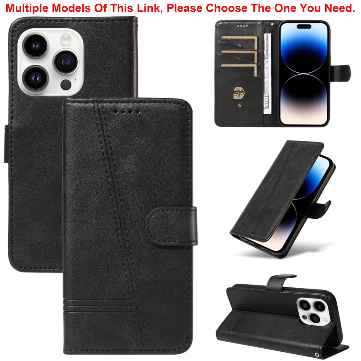 Leather Wallet Phone Case For iPhone 16e 16 Pro Max 15 14 13 Mini 12 11 X XS XR SE2 SE3 8 7 6s Plus Flip Card Slot Holder Cover
