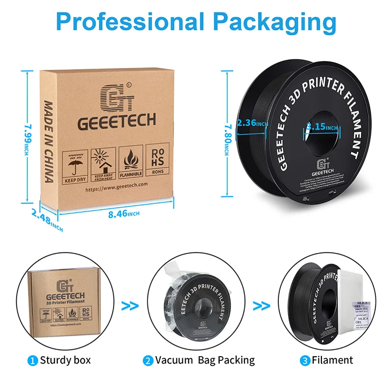Geeetech 3d printer Filament Matte PLA Plastic 1kg 1.75mm,Tangle-Free, 3d printing consumables, vacuum packaging,fast shipping