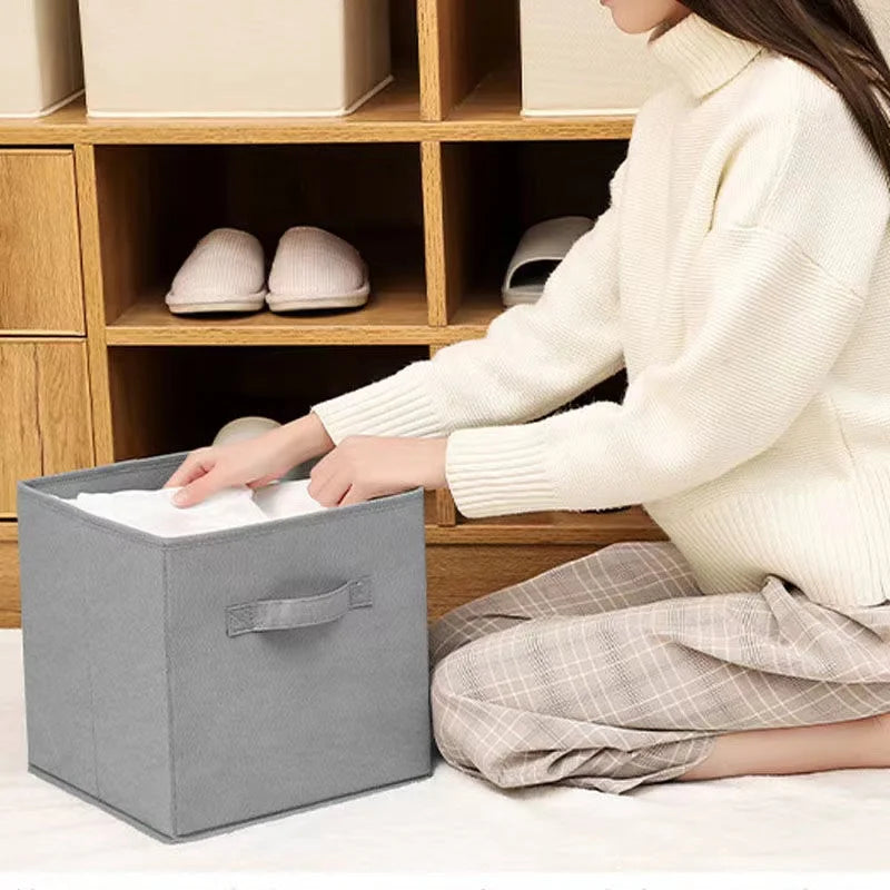 26x26x28cm Cubes Bins Pure Color Non Woven Square Storage Box Clothes Toys Sundries Storage Box Wardrobe Drawer Organizer